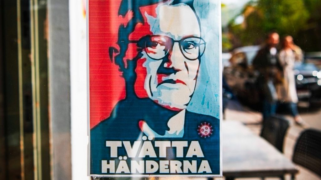 Plansch på Anders Tegnell