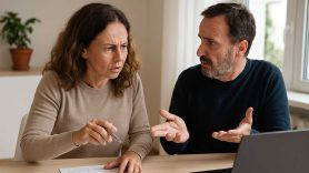 man och kvinna i diskussion