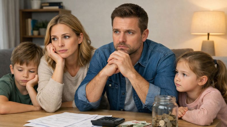 oroad familj funderar över sin eknomi