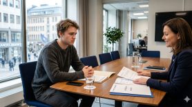 Ung kille i bankmöte. Foto Gemini